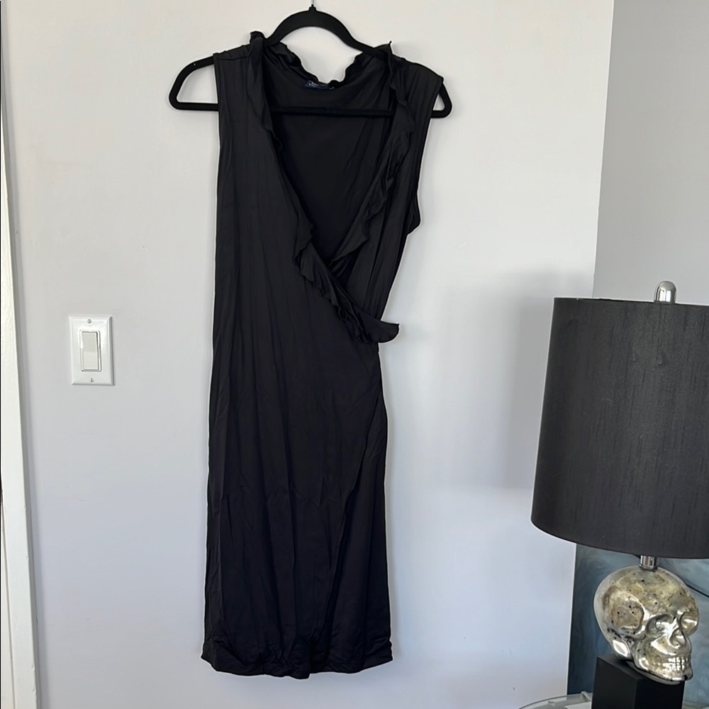 Tommy Hilfiger Elegant Sleeveless Black Wrap Dress